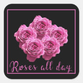 Sticker Carré Citations drôles sur les roses et l'amour (Devant)