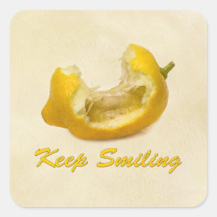 Sticker Carré Citron - Continuer à sourire