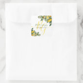 Sticker Carré Citron jaune rustique et feuillage Mariage de verd (Sac)