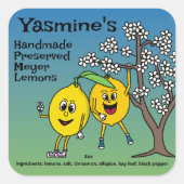 Sticker Carré Citron Pals Drôle Cartoon Preserve Curd et plus (Devant)