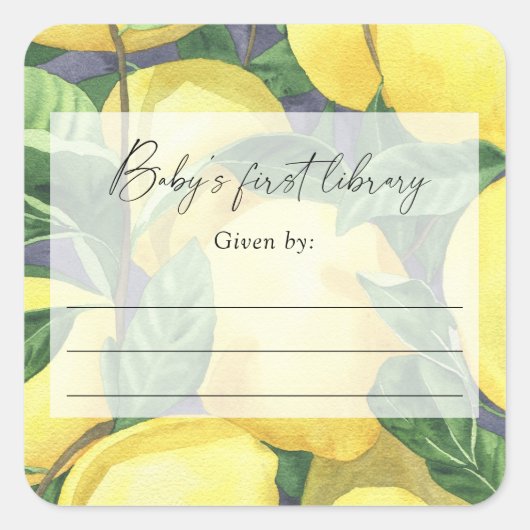 Sticker Carré Citrons - Baby shower, livres pour bébé (Devant)