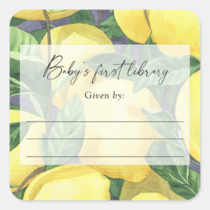Sticker Carré Citrons - Baby shower, livres pour bébé