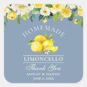 Sticker Carré Citrons floraux Dusty Blue Limoncello Mariage (Devant)