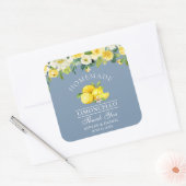 Sticker Carré Citrons floraux Dusty Blue Limoncello Mariage (Enveloppe)