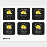 Sticker Carré Citrons Mariage Merci Limoncello Black<br><div class="desc">Stickers Merci Mariage Limoncello fabriqués maison citrons à l'aquarelle élégant</div>