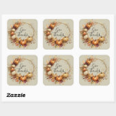 Sticker Carré Citrouille aquarelle Wreath Thanksgiving (Feuille)