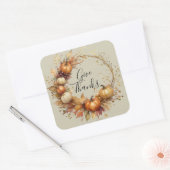 Sticker Carré Citrouille aquarelle Wreath Thanksgiving (Enveloppe)