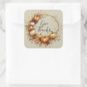 Sticker Carré Citrouille aquarelle Wreath Thanksgiving (Sac)
