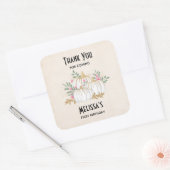 Sticker Carré Citrouille blanc et or Aquarelle Merci (Enveloppe)