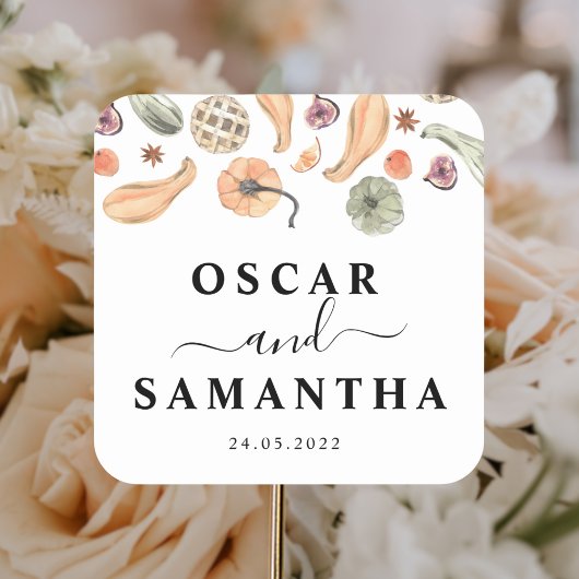 Sticker Carré Citrouille couleur d'aquarelle tendance | Vibes d'