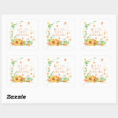 Sticker Carré Citrouille d'aquarelle d'automne Floral Thanksgivi (Feuille)