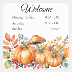 Sticker Carré Citrouille d'automne aquarelle