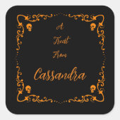 Sticker Carré Citrouille d'Halloween Orange personnalisé (Devant)