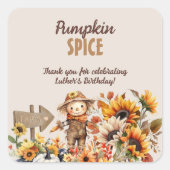 Sticker Carré Citrouille Épice Automne Anniversaire Favoriser (Devant)
