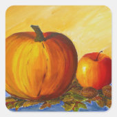 Sticker Carré Citrouille et noix (Devant)