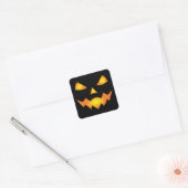 Sticker Carré Citrouille Face Jack-o'-lantern Halloween Éffrayan (Enveloppe)