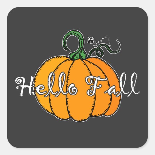 Sticker Carré Citrouille Hellow Citrouille Hello Fall (Devant)