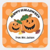 Sticker Carré Citrouille Jack O' Lantern Automne Halloween Favor (Devant)