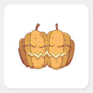 Sticker Carré Citrouille Jack O Lantern pour Halloween