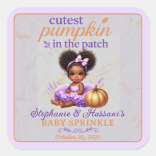 Sticker Carré Citrouille le plus Cutest dans le Patch Afro Baby 