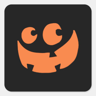 Sticker Carré Citrouille Orange Joyeux Halloween