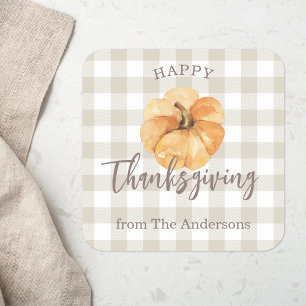 Sticker Carré Citrouille orange rustique Cadeau de Thanksgiving
