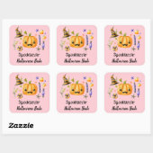 Sticker Carré Citrouille Spooktacular Halloween Bash Party rose (Feuille)