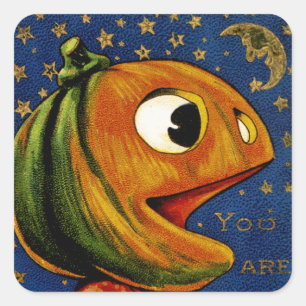 Sticker Carré Citrouille vintage