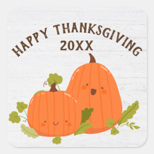 Sticker Carré Citrouilles bons thanksgivings Sur Bois Blanchi