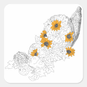 Sticker Carré Citrouilles de fleurs de soleil de Cornucopia