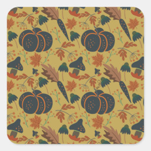 Sticker Carré Citrouilles et carottes motif sans soudure