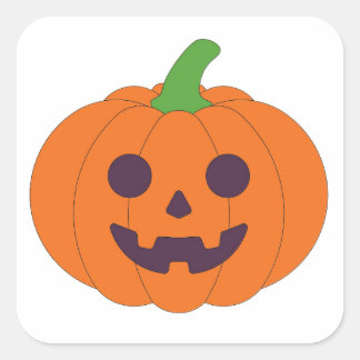 Sticker Carré Citrouilles et chats noirs mignons pour Halloween