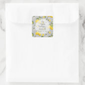 Sticker Carré Citrus citron vert fleuri Jaune n Gris Mariage (Sac)