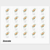 Sticker Carré Citrus - Merci Mariage (Feuille)