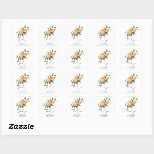 Sticker Carré Citrus - Merci Mariage (Feuille)