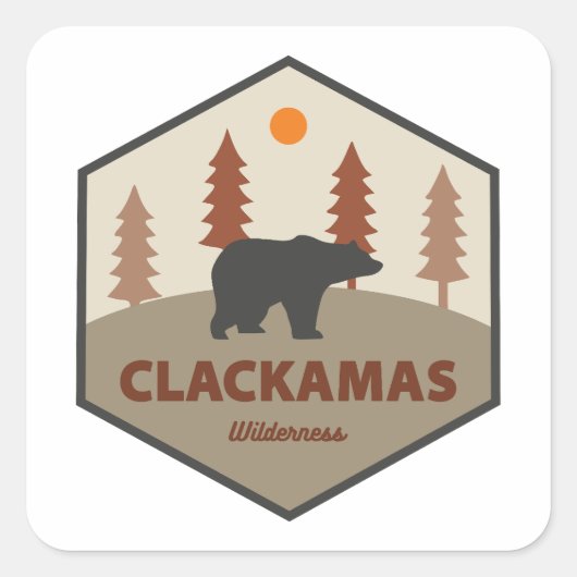 Sticker Carré Clackamas Wilderness Oregon Bear (Devant)