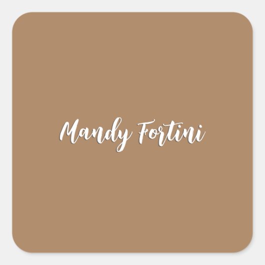 Sticker Carré Clair Brown Plain Élégante Calligraphie minimalist (Devant)
