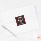 Sticker Carré Clan Cameron Crest & Tartan (Enveloppe)