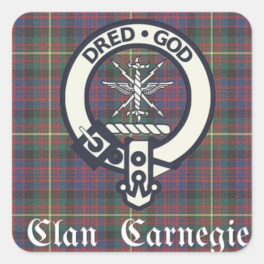 Sticker Carré Clan Carnegie Crest Tartan (Devant)