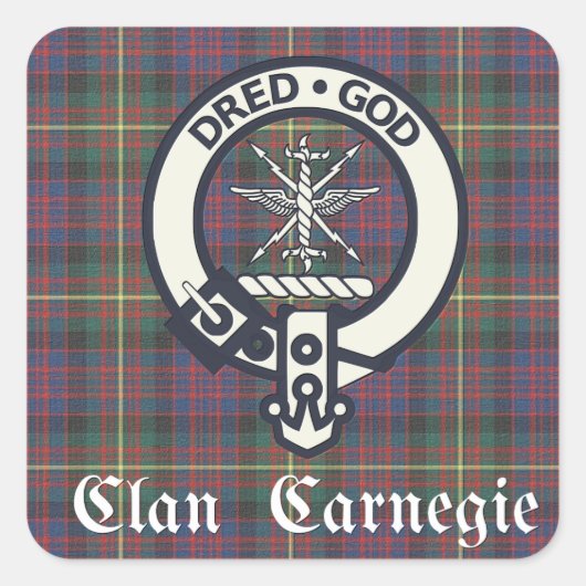 Sticker Carré Clan Carnegie Crest Tartan (Devant)