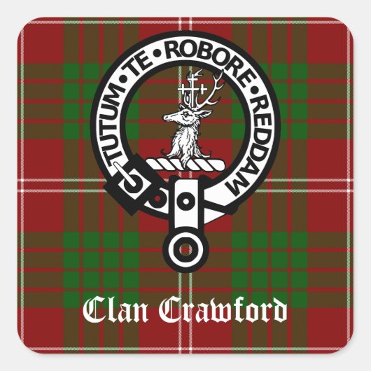 Sticker Carré Clan Crawford Crest Tartan (Devant)