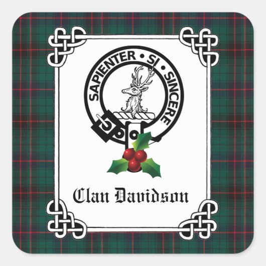 Sticker Carré Clan Davidson Crest Badge & Tartan Holiday (Devant)