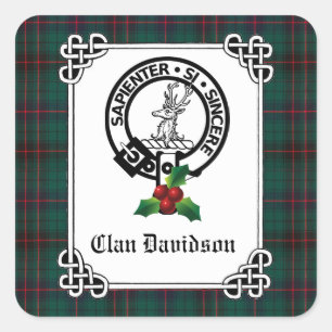 Sticker Carré Clan Davidson Crest Badge & Tartan Holiday