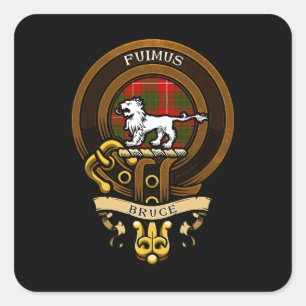 Sticker Carré Clan écossais Bruce Badge et Crest   Armoiries