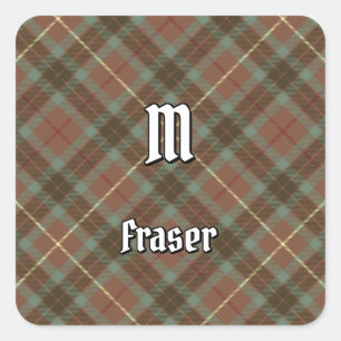 Sticker Carré Clan Fraser Chasse Tartan Patiné