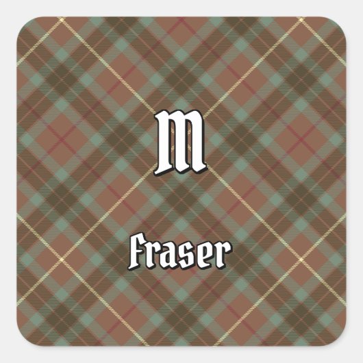 Sticker Carré Clan Fraser Chasse Tartan Patiné (Devant)