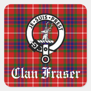 Sticker Carré Clan Fraser Crest Badge et Tartan