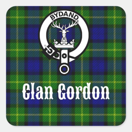 Sticker Carré Clan Gordon Tartan Crest (Devant)