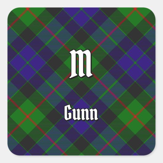 Sticker Carré Clan Gunn Tartan (Devant)