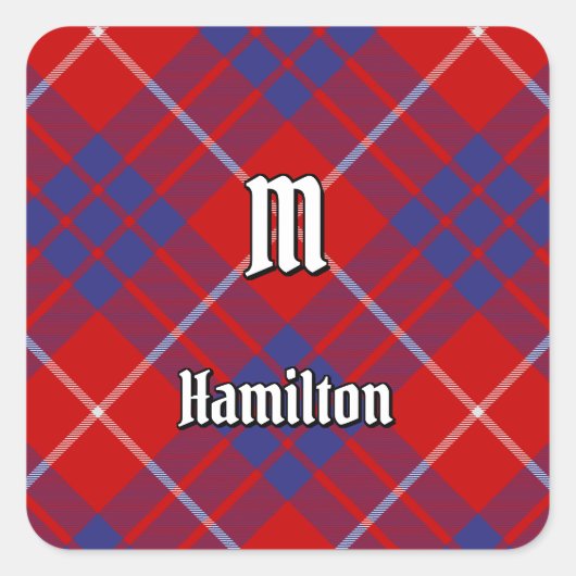 Sticker Carré Clan Hamilton Red Tartan (Devant)